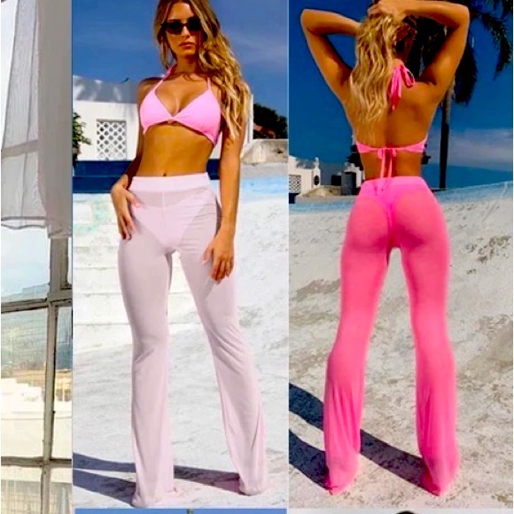 Ocean Break Mesh Cover Up in Pink